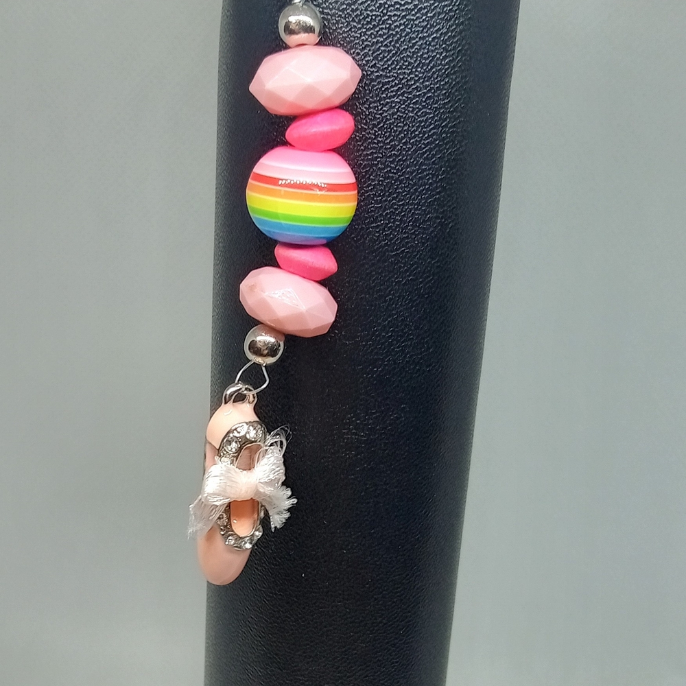 Colorful Beaded Bookmark with Ballet Charm and Gumball Beads NEW Handmade